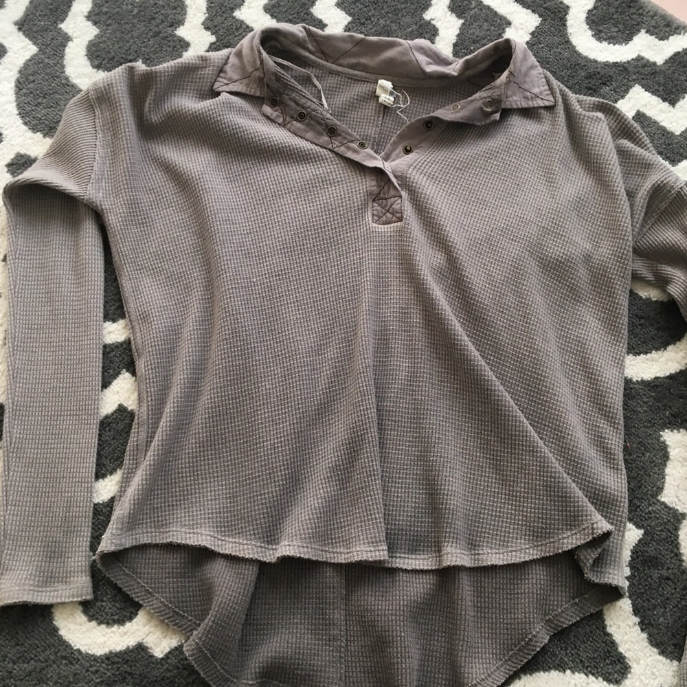 Free People grey waffle long sleeve top. Size M.
